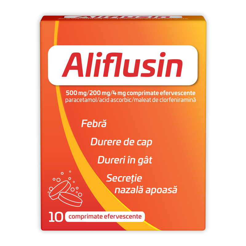 Aliflusin, 500 mg/200 mg/4 mg, 10  comprimate efervescente, Natur Produkt Pharma