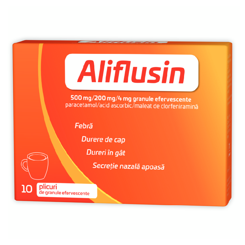 Aliflusin, 500 mg/200 mg/4 mg, 10 plicuri de granule efervescente, Natur Produkt Pharma