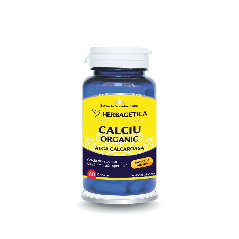 Calciu Organic cu alga calcaroasa, 60 capsule, Herbagetica