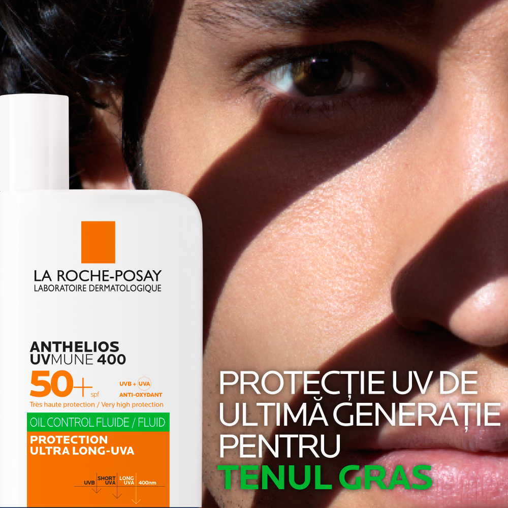 Fluid cu protectie solara SPF 50+ pentru fata Anthelios UVmune 400 Oil Control, SPF 50+, 50 ml, La Roche-Posay 549886