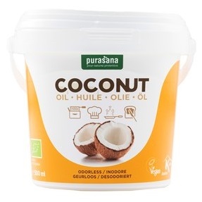 Ulei organic dezodorizat de nuca de cocos, 500 ml, Purasana
