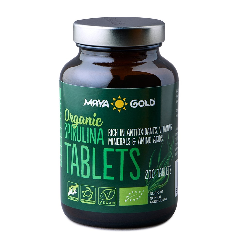 Spirulina bio, 500 mg, 200 tablete, Maya Gold