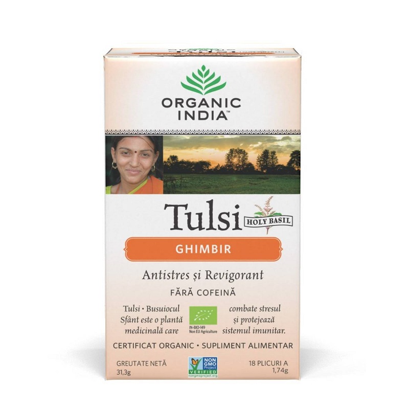 Ceai Bio de Ghimbir Tulsi, 18 plicuri, Organic India