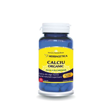 Calciu Organic cu alga calcaroasa, 30 capsule - Herbagetica