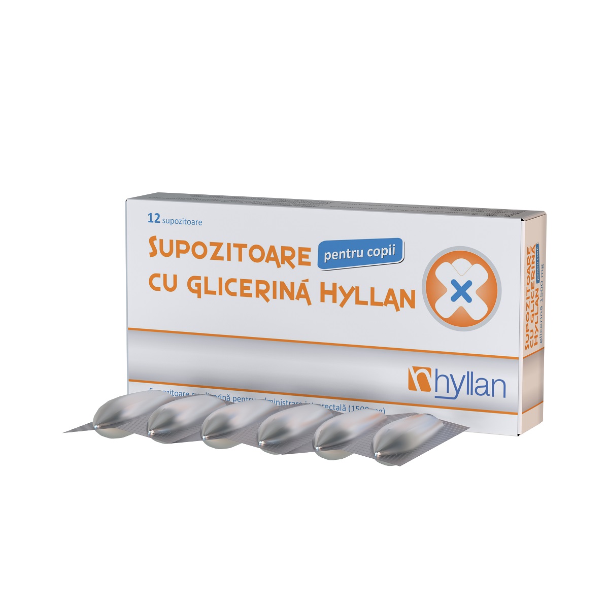 Supozitoare cu glicerina pentru copii, 1500 mg, 12 bucati, Hyllan