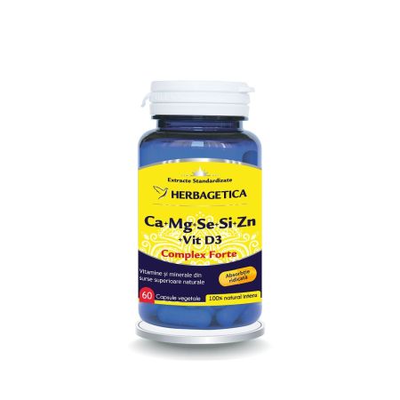 Ca+Mg+Se+Si+Zn Organice cu Vitamina D3, 60 capsule - Herbagetica