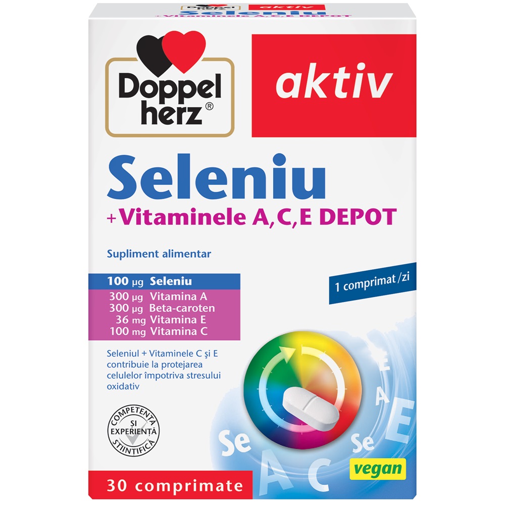 Seleniu + Vitamina A + C + E Aktiv, 30 comprimate, Doppelherz