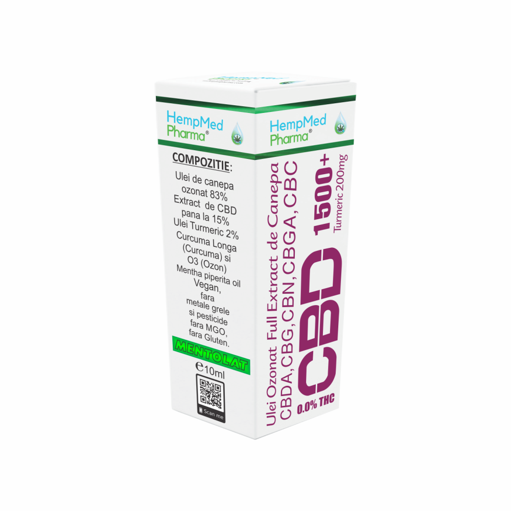 Ulei ozonat full extract de canepa CBD 1500 mg, 10 ml, HempMed Pharma