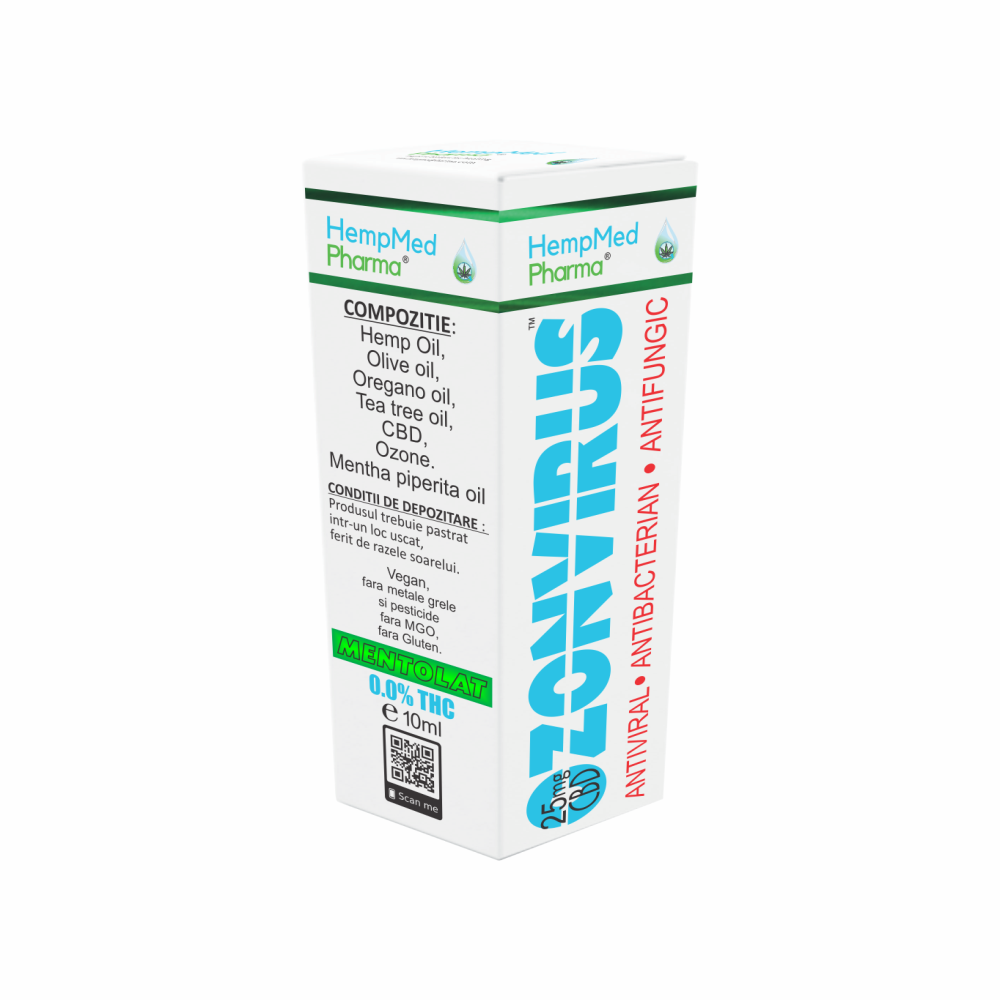 Ulei ozonat Ozonvirus CBD 25 mg, 10 ml, HempMed Pharma