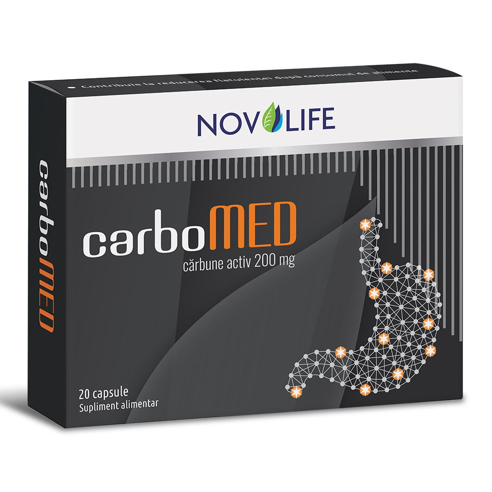 Carbune activ CarboMED, 200 mg, 20 capsule, Novolife