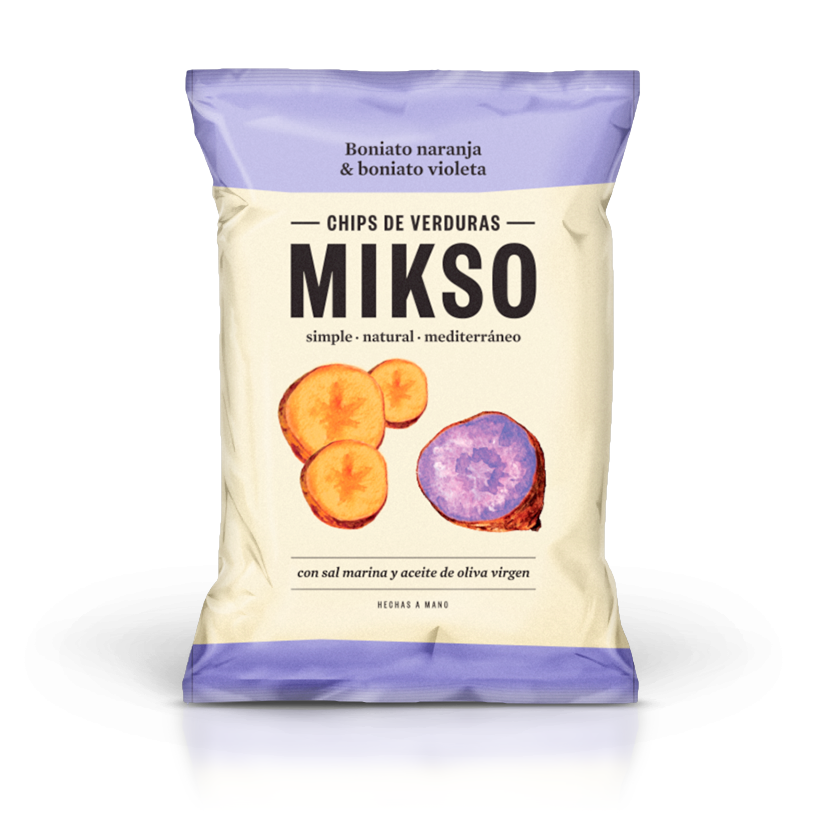 Chipsuri din cartofi dulci portocalii si violet, 85 g, Mikso