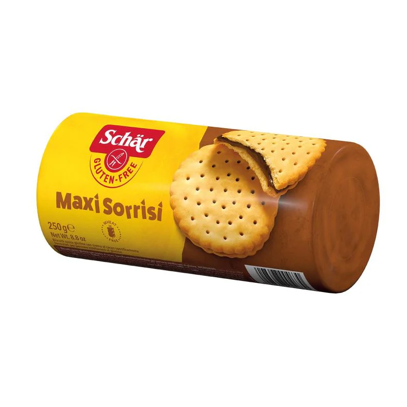 Biscuiti cu crema de cacao fara gluten Maxi Sorrisi, 250 g, Schar