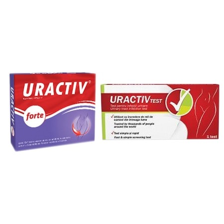 Uractiv forte 10 capsule + Uractiv test pentru infectii urinare, 1 bucata, Fiterman