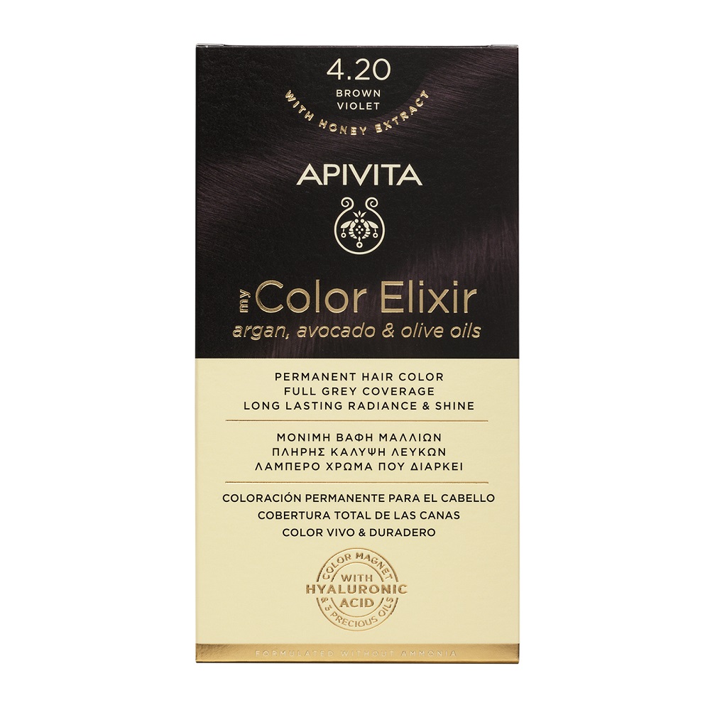 Vopsea de par My Color Elixir, Brown Violet N4.2, 155 ml, Apivita