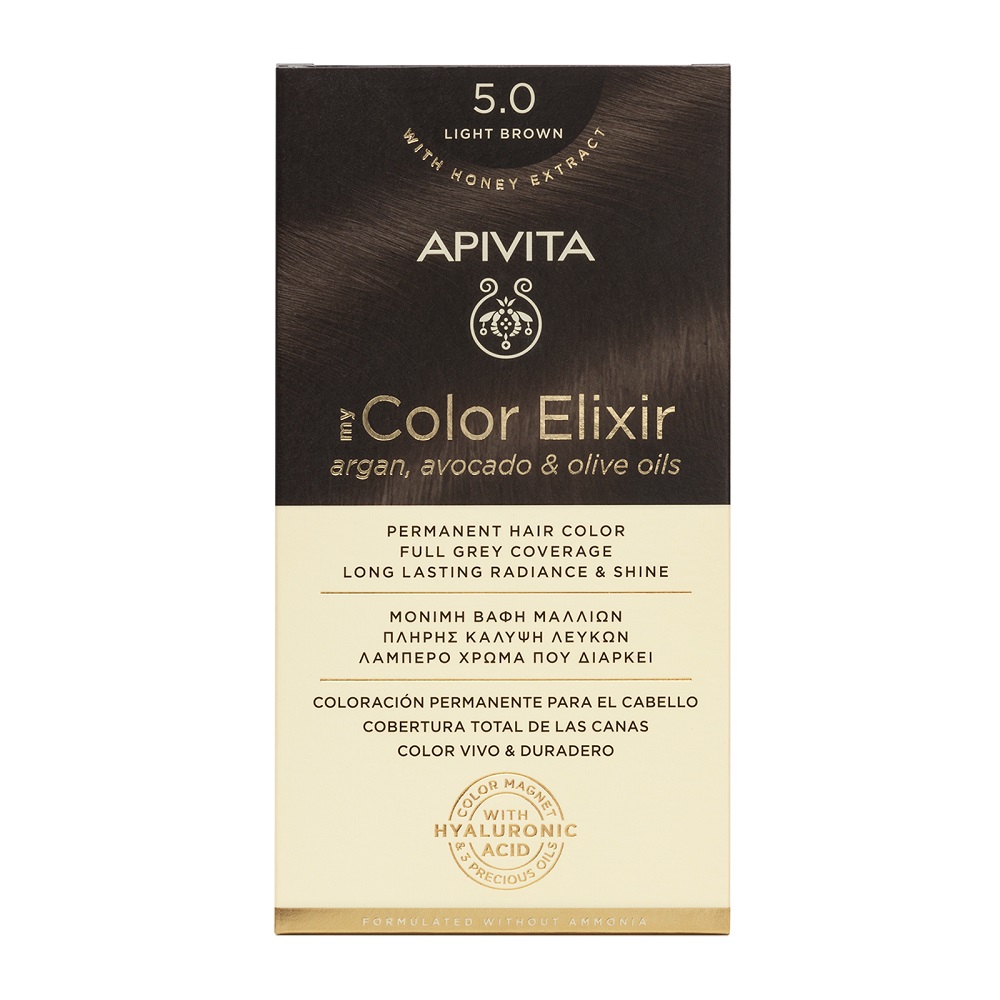 Vopsea de par My Color Elixir, Light Brown N5.0, 155 ml, Apivita