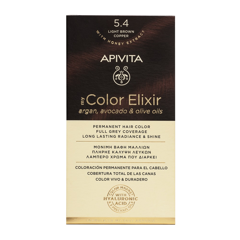 Vopsea de par My Color Elixir, Light Brown Copper N5.4, 155 ml, Apivita