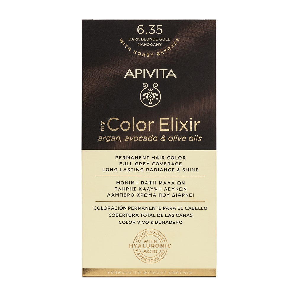 Vopsea de par My Color Elixir, Dark Blonde Gold Mahogany N6.35, 155 ml, Apviita
