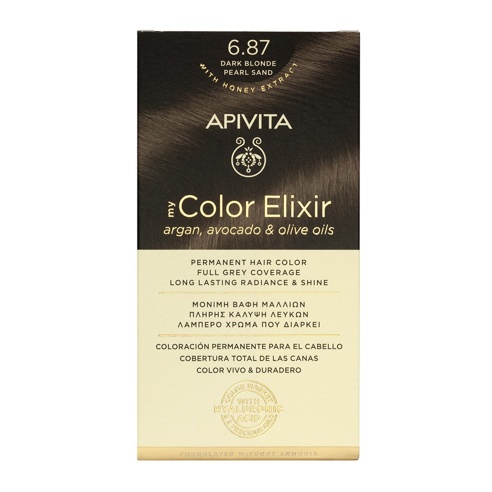 Vopsea de par My Color Elixir, Dark Blonde Pearl Sand N6.87, 155 ml, Apivita