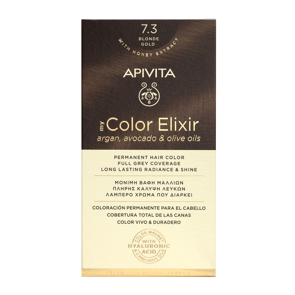 Vopsea de par My Color Elixir, Blonde Gold N7.3, 155 ml, Apivita