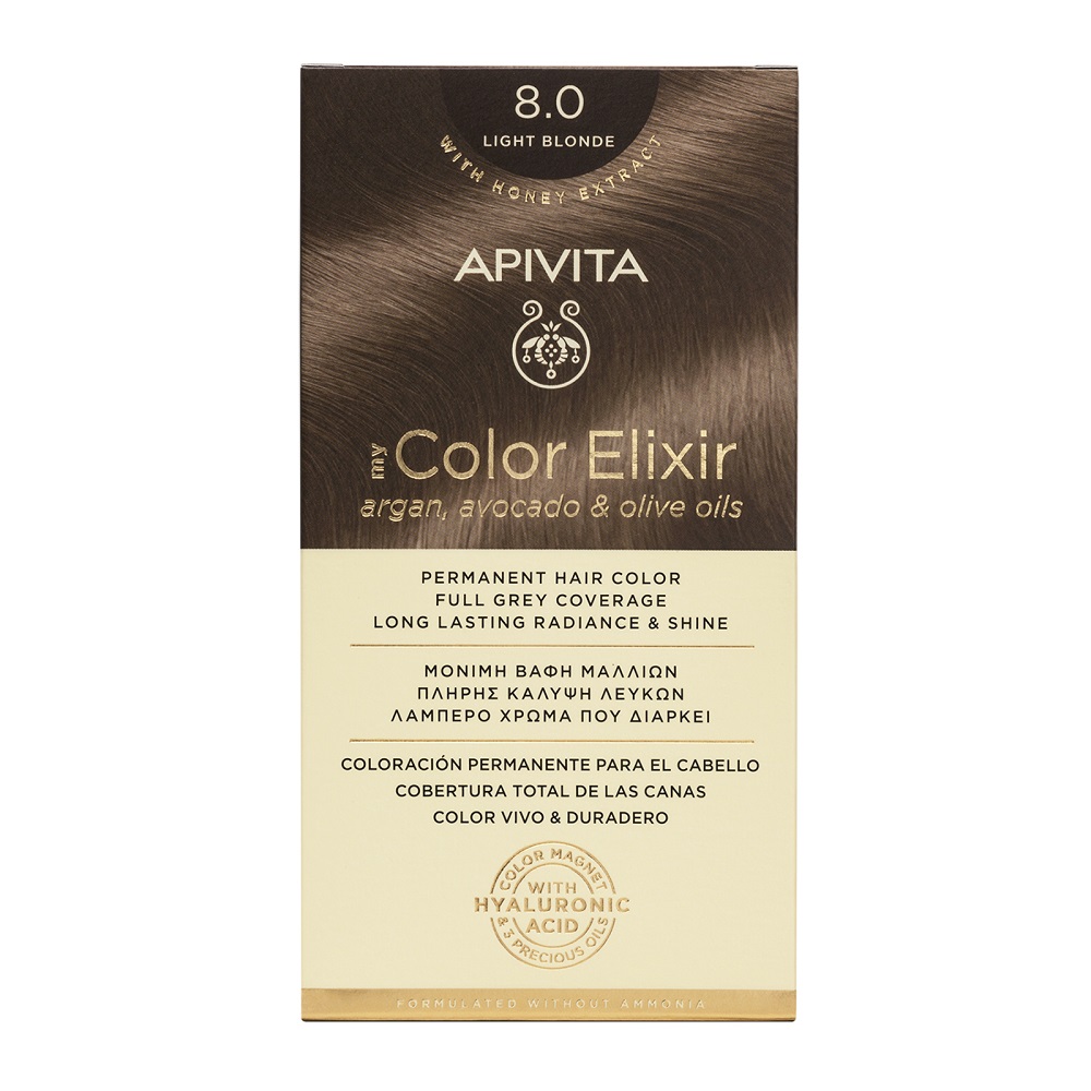 Vopsea de par My Color Elixir, Light Blonde N8.0, 155 ml, Apivita