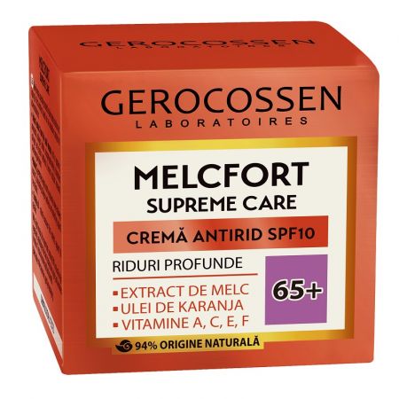 Crema antirid SPF10 65+ cu extract de melc, ulei de karanja, complex vitamine A,C,E,F Melcfort, 50 ml - Gerocossen