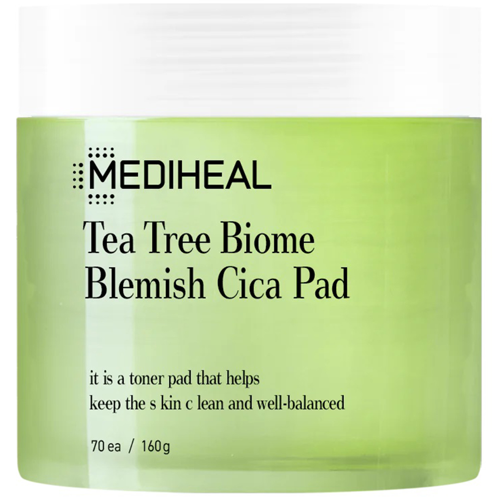 Dischete imbibate in toner Tea Tree Biome Blemish Cica Calming, 70 bucati, Mediheal