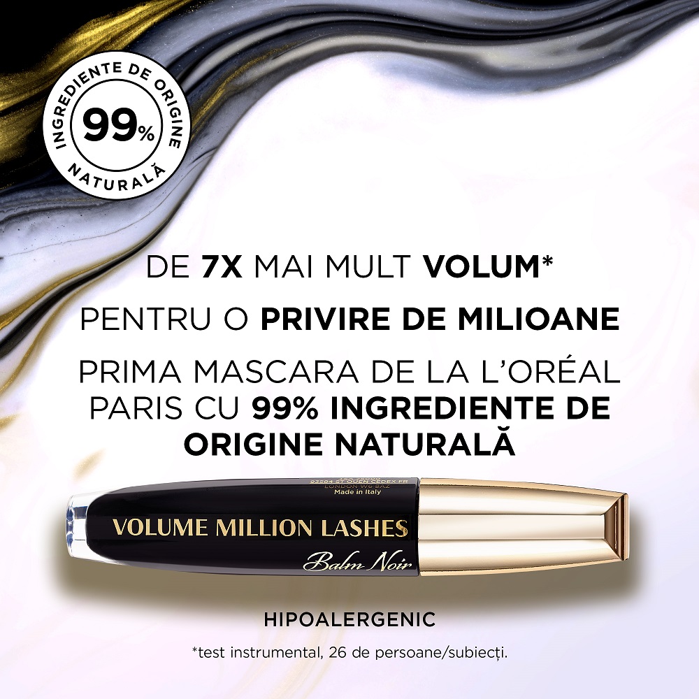 Mascara pentru volum si alungire Volume Million Lashes Balm Noir, 8.9 ml, LOreal 555487