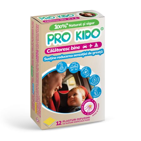 Plasturi naturali pentru rau de miscare pentru copii Pro Kido, 12 plasturi - PharmaExcell