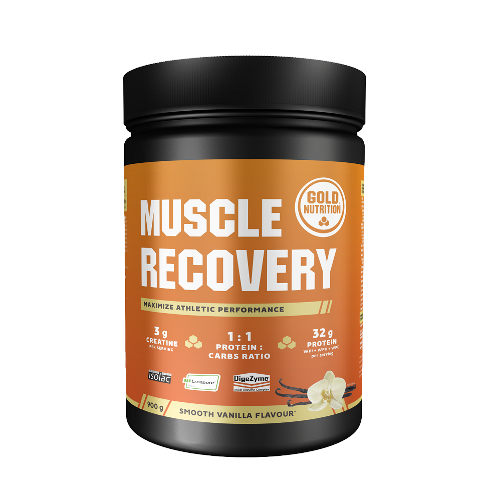 Pudra pentru recuperare musculara cu gust de vanilie Muscle Recovery, 900 g, Gold Nutrition