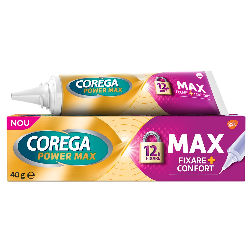 Crema adeziva pentru proteza dentara Corega Power Max Fixare+Confort, 40 g, Gsk