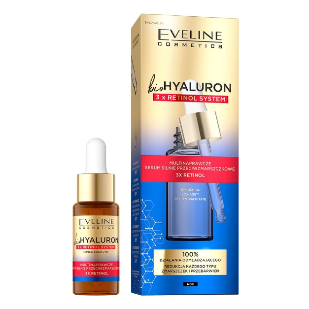 Ser reparator antirid Bio Hyaluron 3 x Retinol System, 18 ml, Eveline Cosmetics