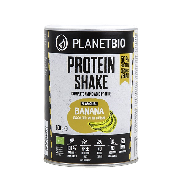 Shake proteic Bio, vegan cu banane, 600 g, Planet Bio