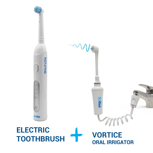 Pachet Periuta de dinti rotativa + Dus bucal pentru aparatul ortodontic Vortex, So Wash