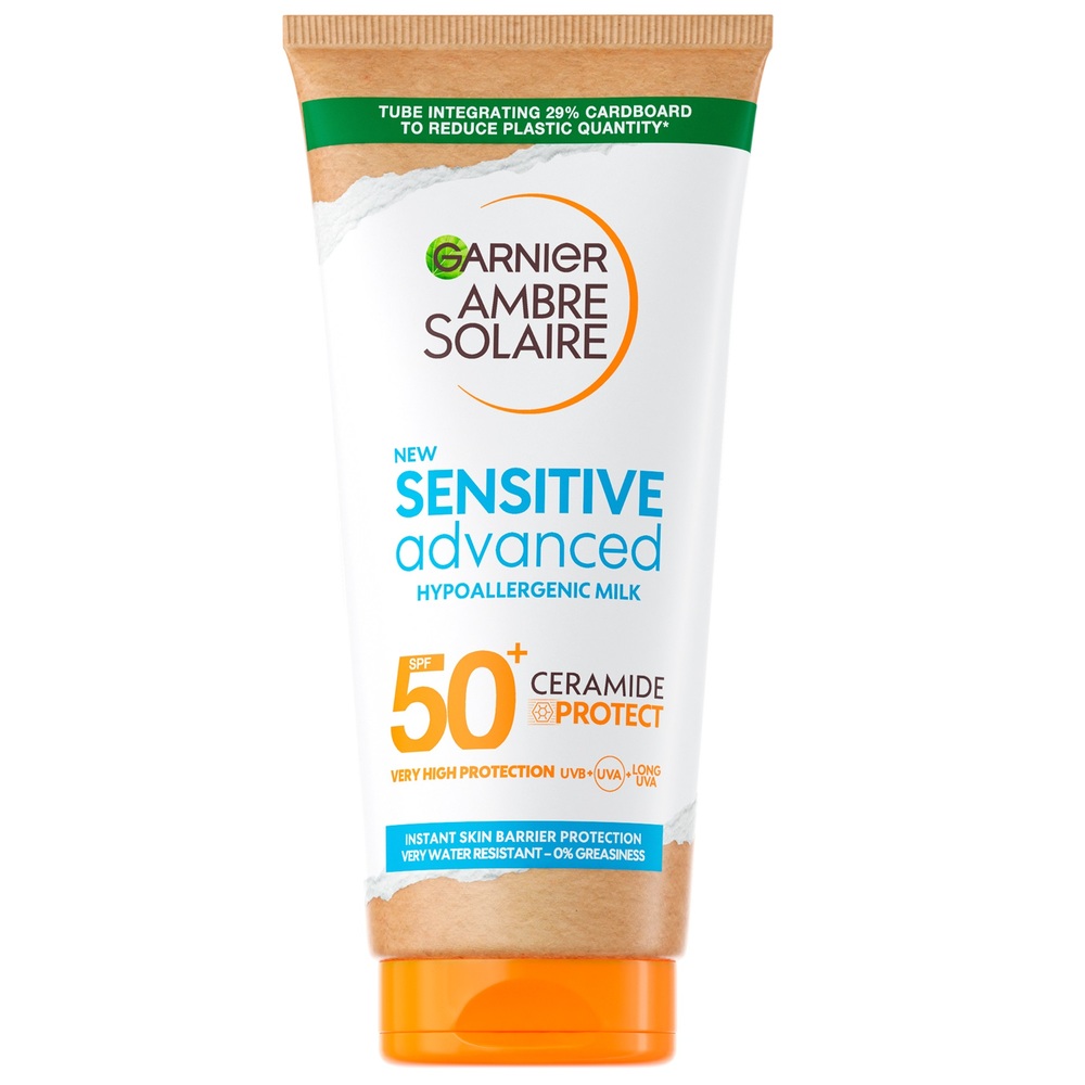 Lapte de corp pentru adulti cu protectie solara SPF 50+ Sensitive Advanced Ambre Solaire, 175 ml, Garnier