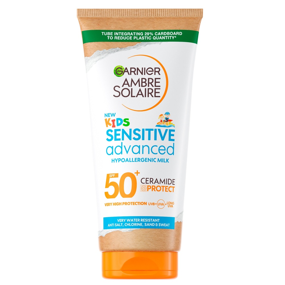 Lapte de corp pentru copii cu protectie solara SPF 50+ Sensitive Advanced Ambre Solaire, 175 ml, Garnier