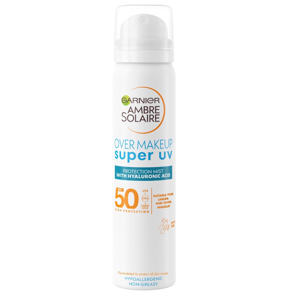 Spray pentru fata cu protectie solara SPF 50 Over Makeup Super UV Ambre Solaire, 75 ml, Garnier