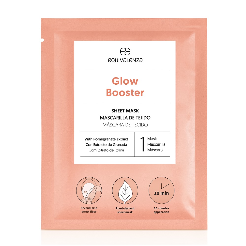 Masca de fata tip servetel cu extract de rodie Glow Booster, 1 bucata, Equivalenza
