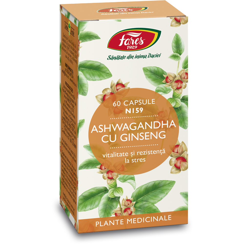 Ashwagandha cu ginseng, 60 capsule, Fares