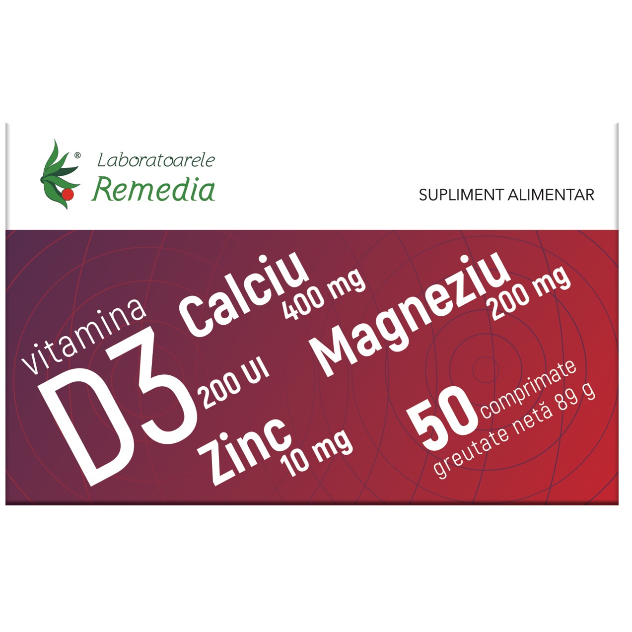 Calciu Magneziu Zinc + D3, 50 comprimate, Remedia