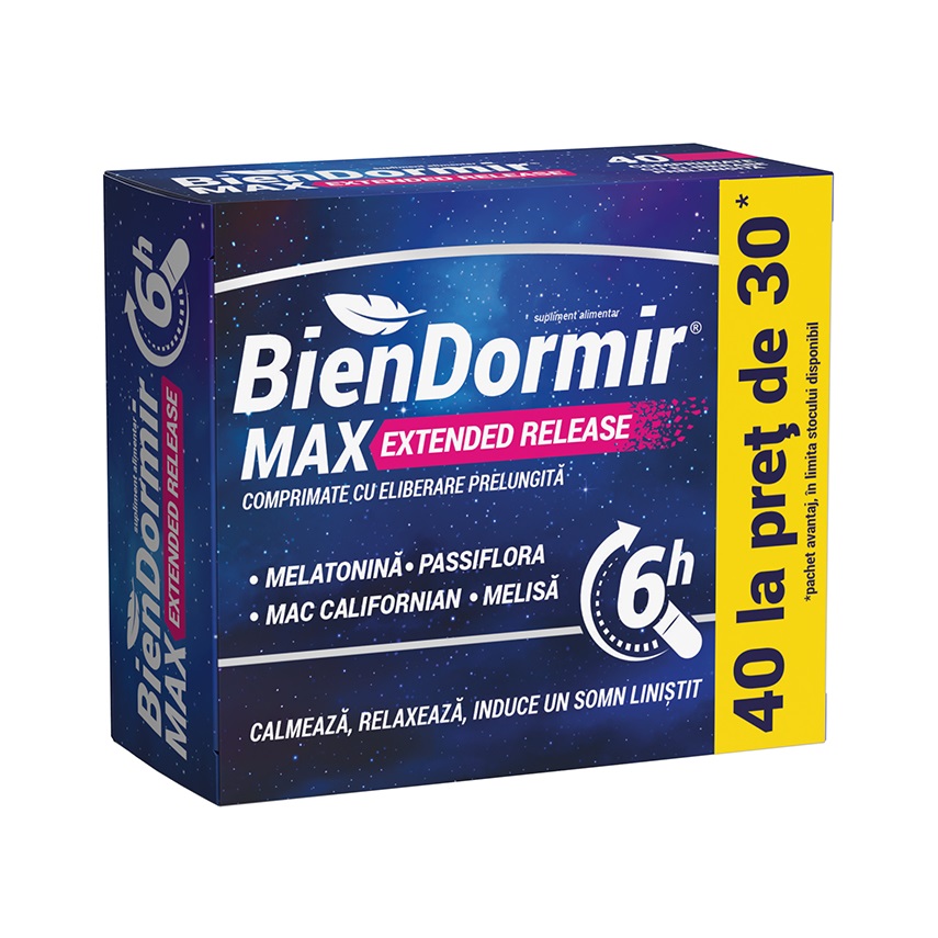 Bien Dormir Max Extended Release, 40 comprimate, Fiterman Pharma