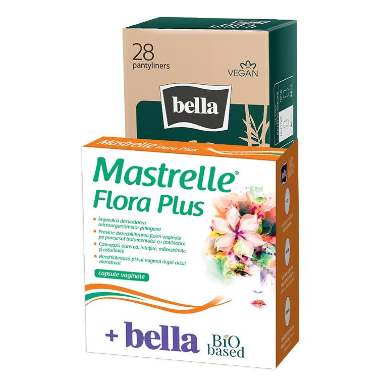 Mastrelle Flora Plus, 10 capsule vaginale, Fiterman Pharma + Absorbante zilnice Bio Based Normal, 28 bucati, Bella
