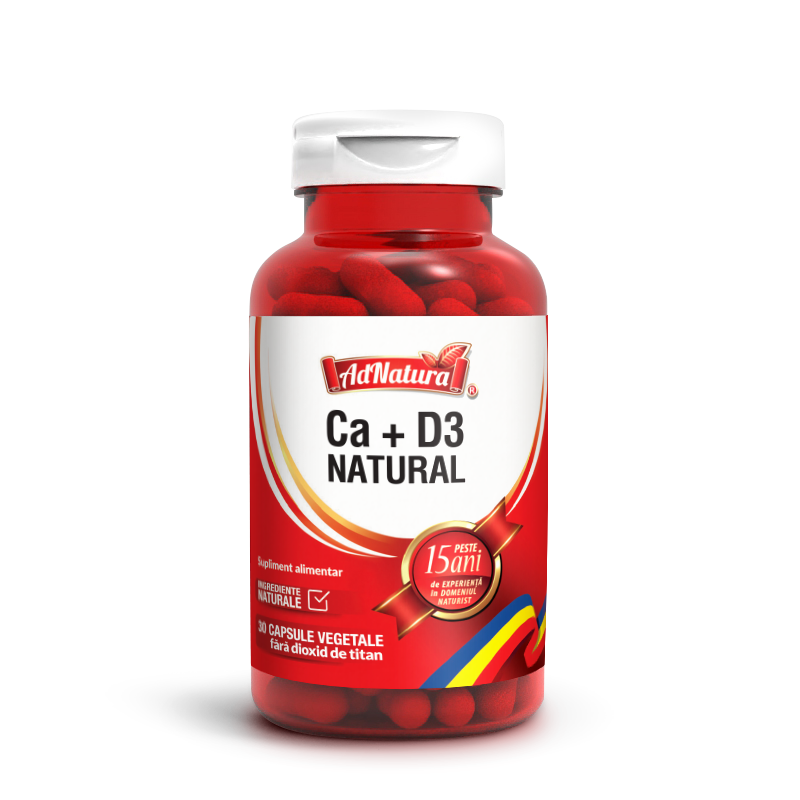 Calciu + D3 natural, 30 capsule, AdNatura