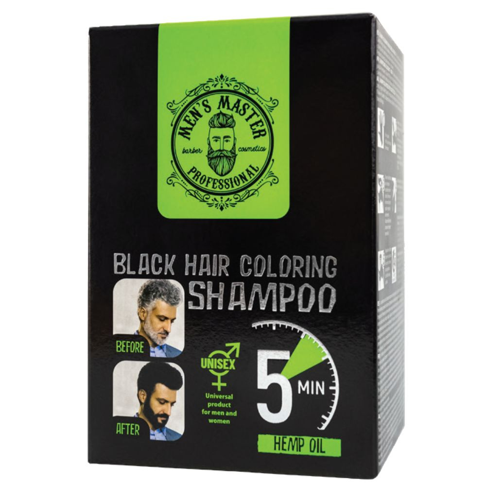 Sampon nuantator Black pentru par si barba pentru barbati, 10 x 25 ml, Men's Master Professional