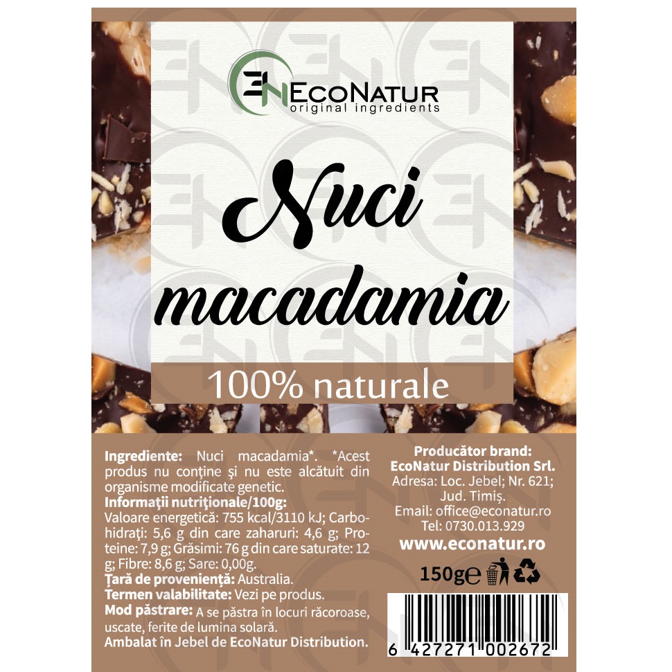 Nuci Macadamia, 150 g, EcoNatur