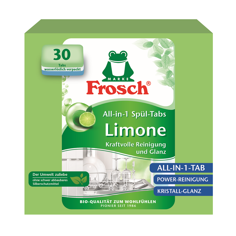 Detergent penturu masina de spalat vase cu lime All in One, 30 pastile, Frosch