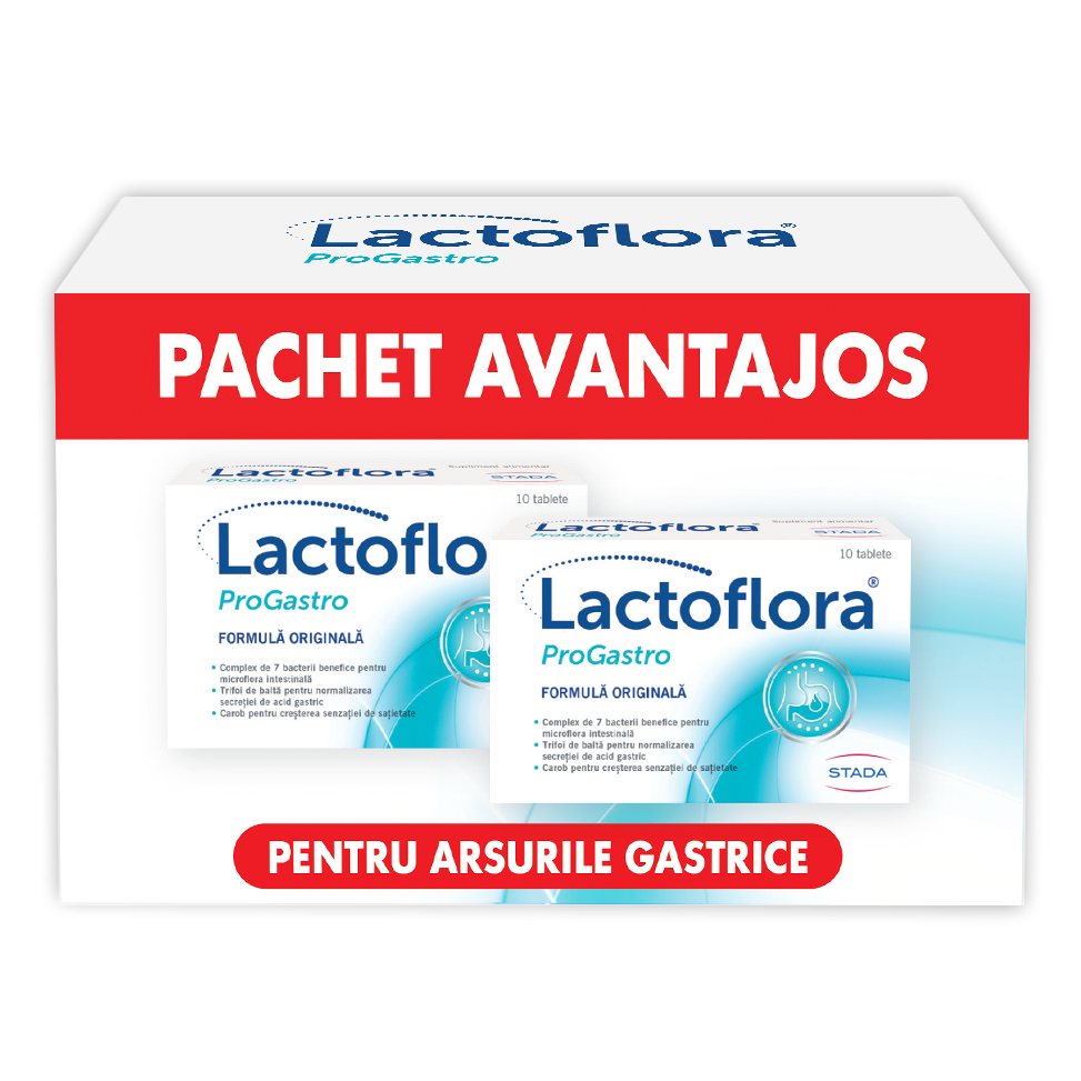 Pachet Lactoflora ProGastro, 2 x 10 tablete, Stada