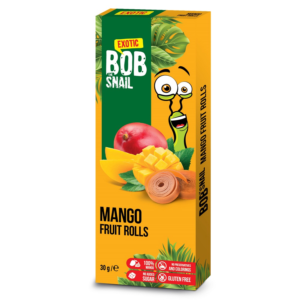 Rulou natural fara gluten din mango, 30 g, Bob Snail