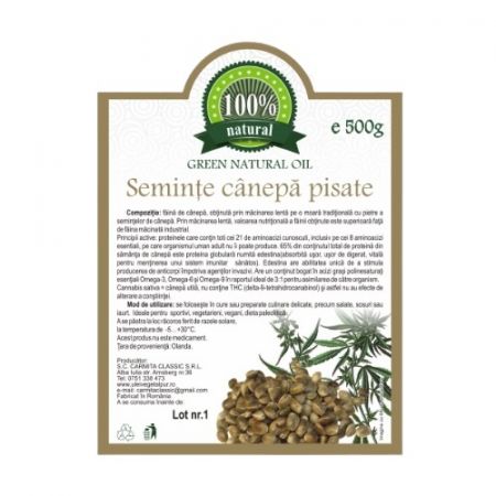 Seminte de canepa pisate, 500 g - Carmita Classic