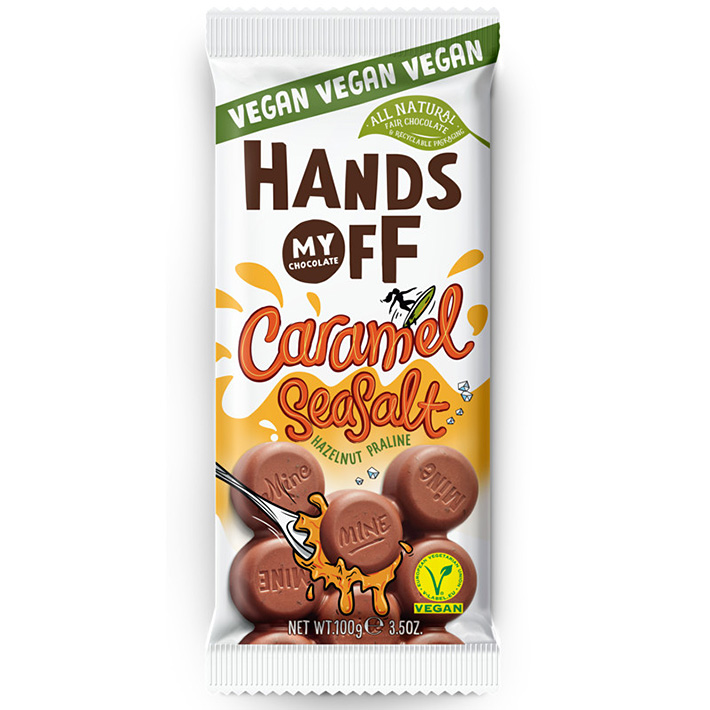 Ciocolata fara gluten Caramel Sea Salt, 100 g, Hands Off