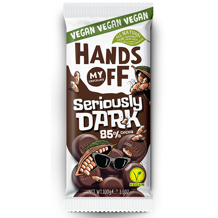 Ciocolata fara gluten Seriously Dark 85%, 100 g, Hands Off